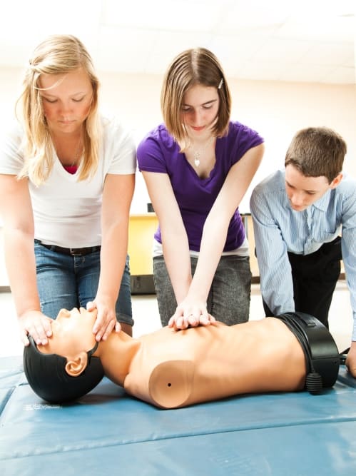 students taking first aid certification